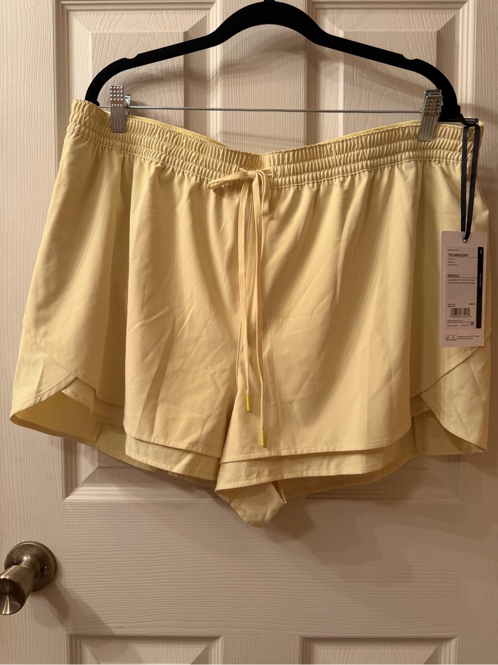 CALIA by Carrie Underwood Yellow High Waist Layered Running Shorts